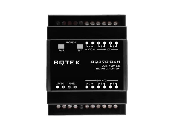 BQ370-06N Analog Giriş cihazı ile 4 adet 10K NTC sıcaklık sensörü ve 2 adet 0-10V sensör okuyabilirsiniz.